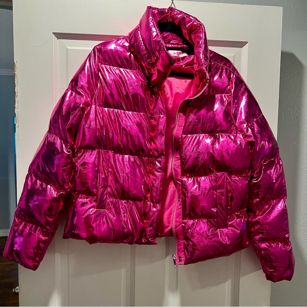 Metallic Pink Puffer Jacket
